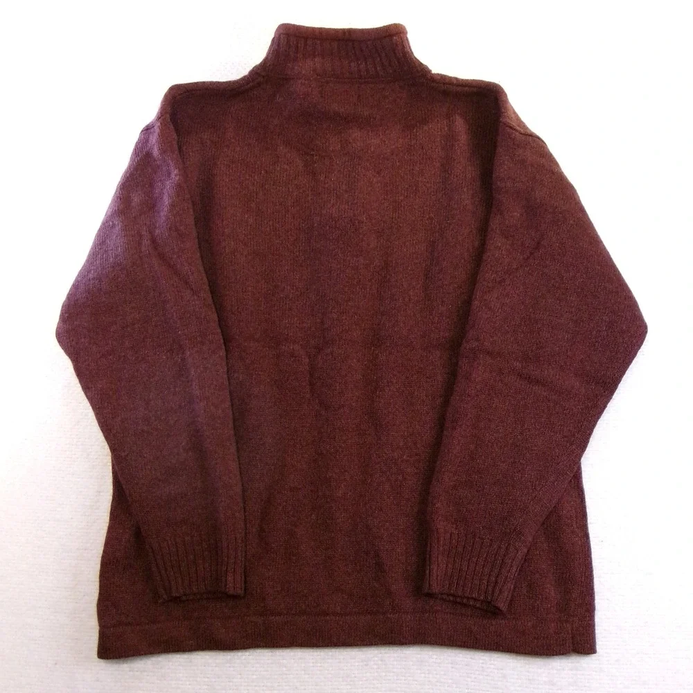 Woolrich Mens XL 1/4 Zip Sweater‎ Cabernet Heather 100% Wool 9013 Mock Neck